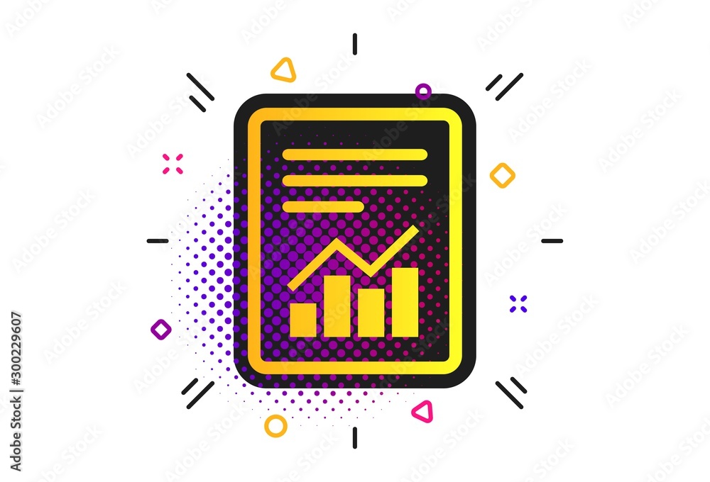 Poster text file sign icon. halftone dots pattern. add file document with chart symbol. accounting symbol. 