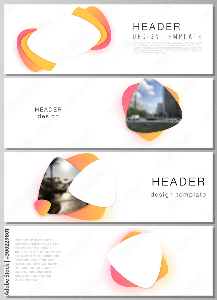 Poster the minimalistic vector illustration of the editable layout of headers, banner design templates. yel