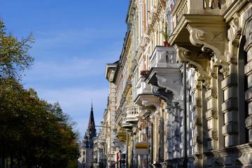 City villa facades in the style of the german Neorenaissance or Neoclassicism. These buildings have...