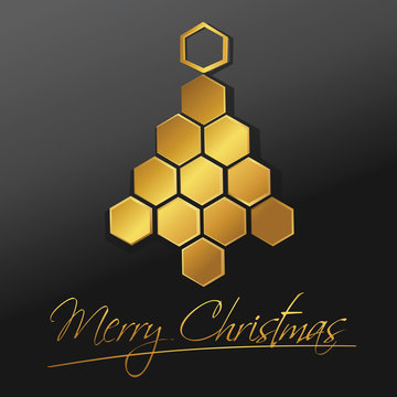 Christmas tree honeycomb  design - holiday background