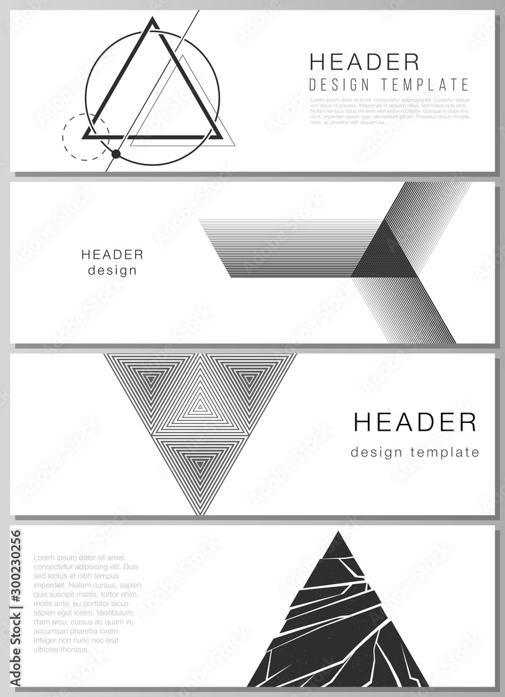 Poster the minimalistic vector illustration of the editable layout of headers, banner design templates. abs