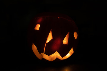 An illuminated jack o lantern