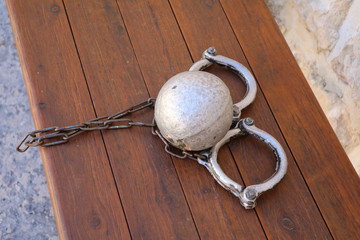 Handcuffs in Round House in Fremantle, Western Australia