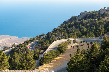 Serpentine road  near Sfakia town on Crete island, Greece