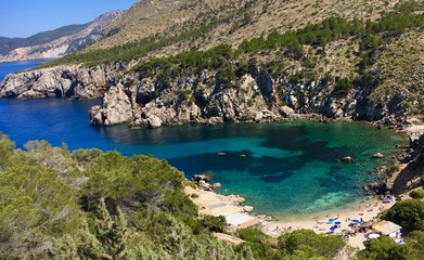 Deep blue lagoon in Ibiza, Spain