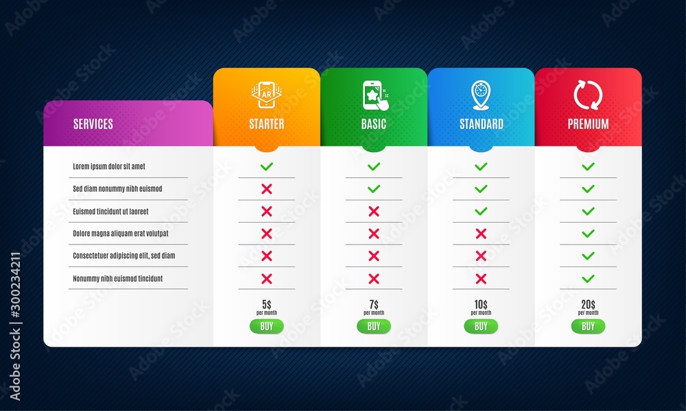 Poster timer, augmented reality and star rating icons simple set. price list, pricing table. refresh sign. 