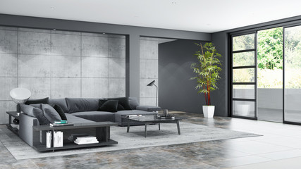 Fototapeta large luxury modern bright interiors room illustration 3D rendering obraz