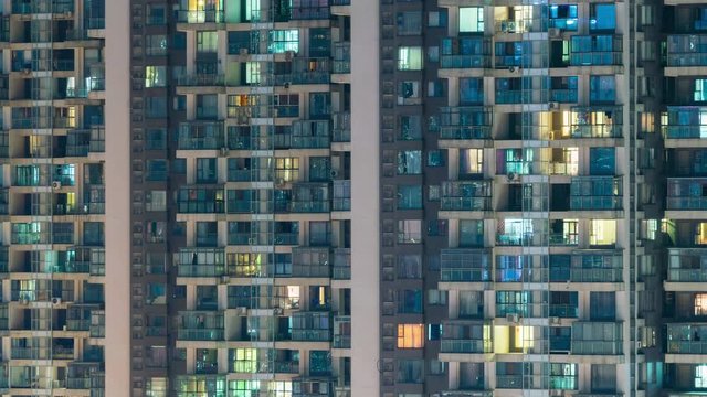 4k timelapse video of apartment buildings in China from day to night