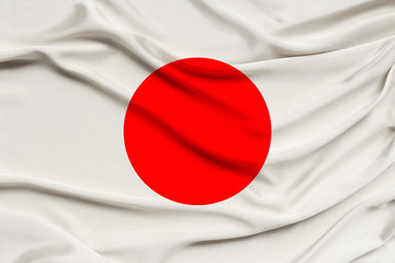 national flag of the country japan on gentle silk with wind folds, travel concept, immigration,...