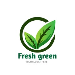fresh green leaf logo designs care