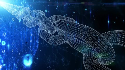 Digital computer cyberspace blockchain chain animation background.