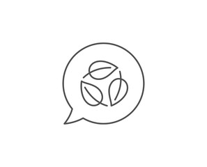 Leaves line icon. Chat bubble design. Nature plant leaf sign. Environmental care symbol. Outline concept. Thin line leaves icon. Vector