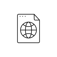 File, document, globe icon. Simple line, outline vector of icons for ui and ux, website or mobile application