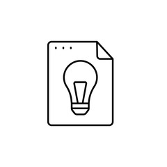 File, document, light bulb icon. Simple line, outline vector of icons for ui and ux, website or mobile application