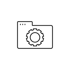 Folder gear icon. Simple line, outline vector of icons for ui and ux, website or mobile application