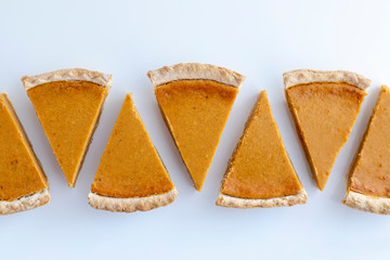 Fresh homemade pumpkin pie slices