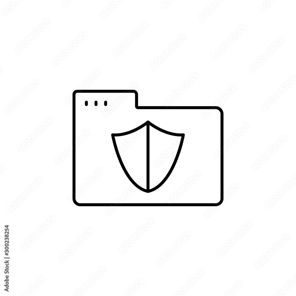 Poster folder shield icon. simple line, outline vector of icons for ui and ux, website or mobile applicatio