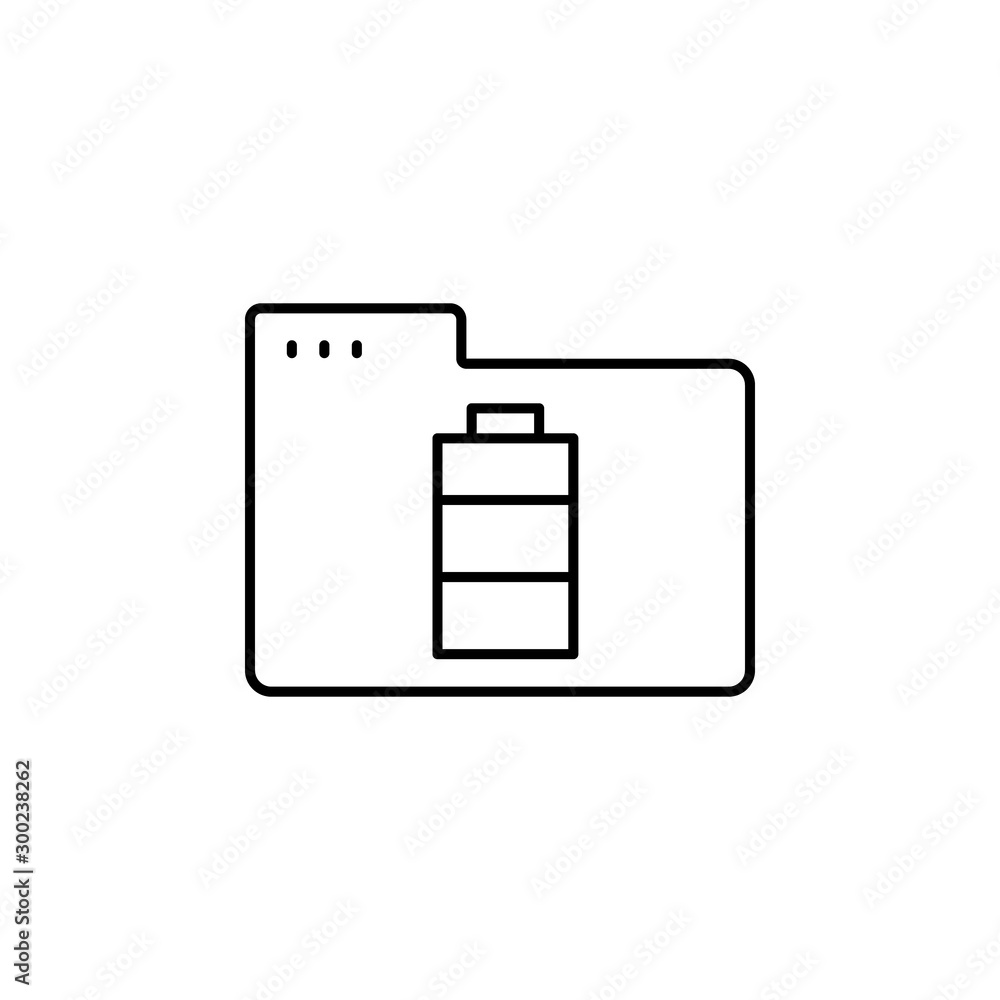 Poster folder battery icon. simple line, outline vector of icons for ui and ux, website or mobile applicati