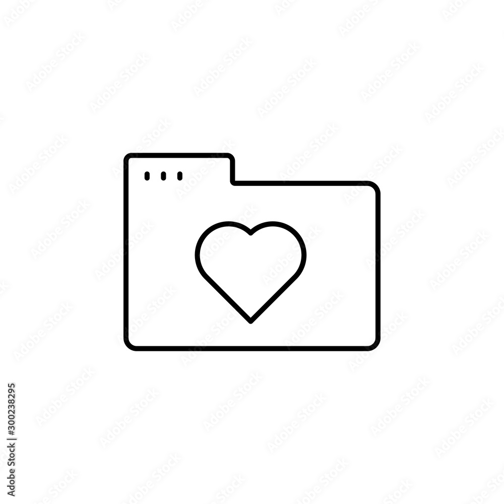 Poster folder heart icon. simple line, outline vector of icons for ui and ux, website or mobile application