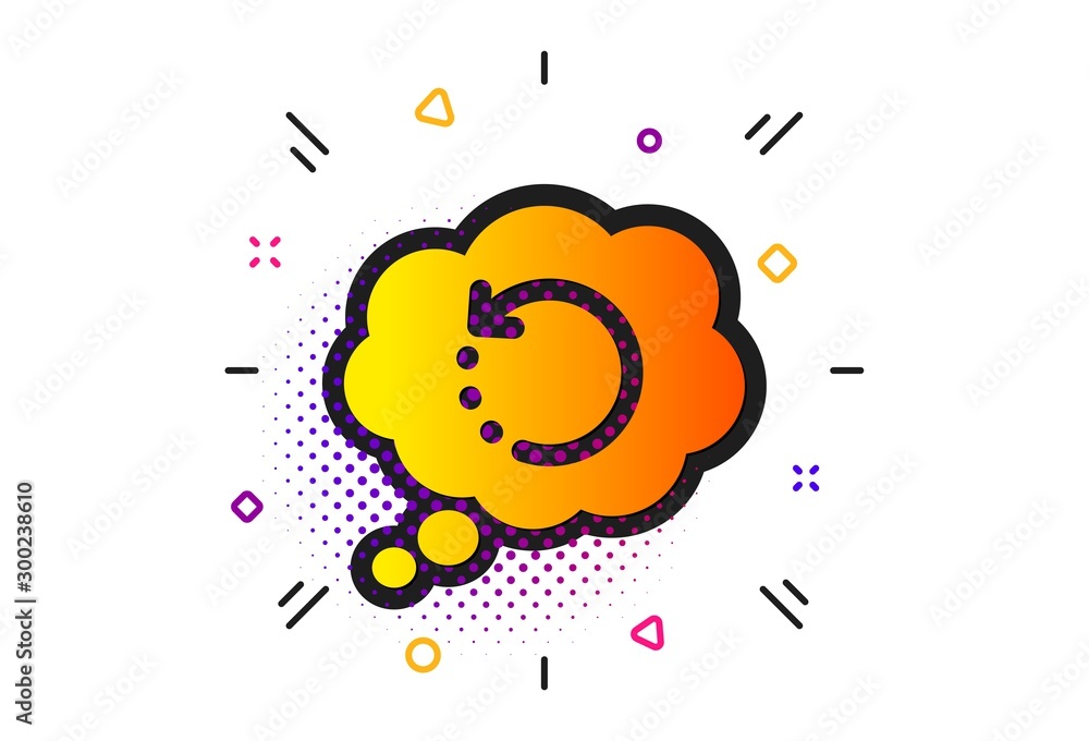 Poster backup data sign. halftone circles pattern. recovery info icon. restore information symbol. classic 