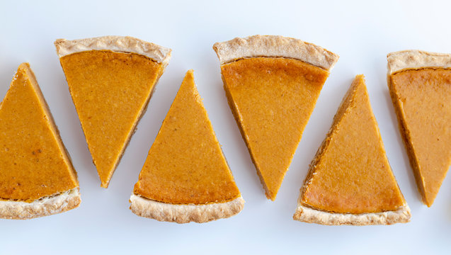 Fresh homemade pumpkin pie slices - Powered by Adobe