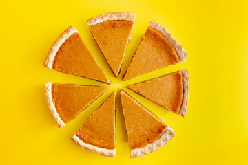 Fresh homemade pumpkin pie slices © Teri