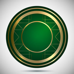 Casino Chip Gold Ornament Green Template Vector