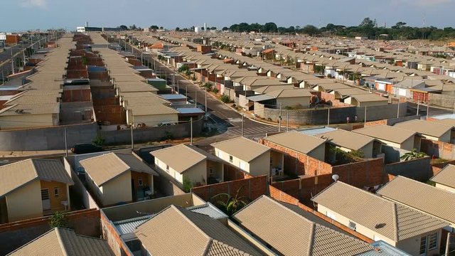 Aerial view of standardized houses of the Federal Program of the State of Sao Paulo, Brazil