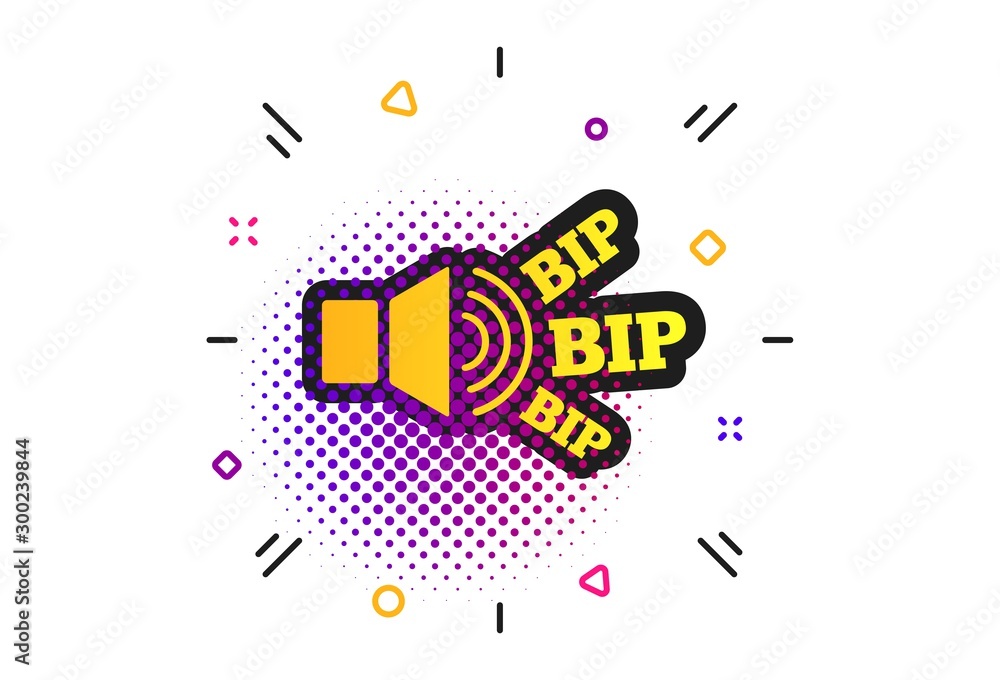 Aufkleber speaker volume icon. halftone dots pattern. sound with bip symbol. loud signal. classic flat speaker