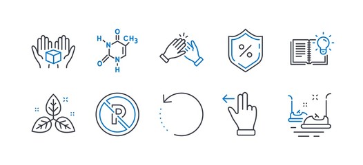 Set of Business icons, such as Hold box, Product knowledge, Fair trade, Recovery data, Chemical formula, Loan percent, Touchscreen gesture, Clapping hands, No parking, Bumper cars. Vector