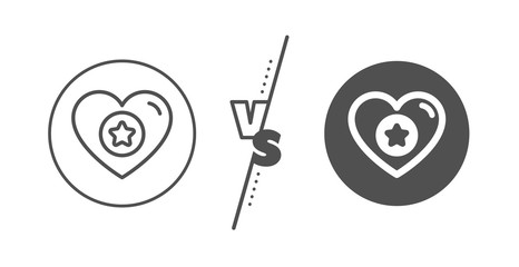 Favorite like sign. Versus concept. Heart and Star line icon. Positive feedback symbol. Line vs classic heart icon. Vector