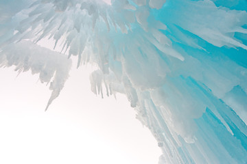 view from below frozen icicles 