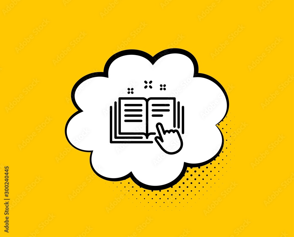 Poster technical documentation line icon. comic speech bubble. instruction sign. yellow background with cha