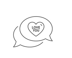 Love you line icon. Chat bubble design. Sweet heart sign. Valentine day symbol. Outline concept. Thin line love you icon. Vector