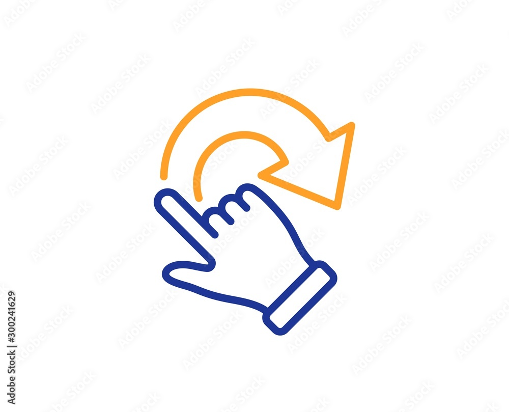 Poster slide arrow sign. rotation gesture line icon. swipe action symbol. colorful outline concept. blue an