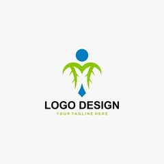 Love logo design vector. Green leaves in love abstract symbol. Natural organic vector icons.