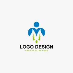 Love logo design vector. Green leaves in love abstract symbol. Natural organic vector icons.