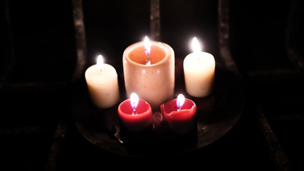 Candles in Fireplace
