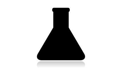 Flask icon vector design. Black icon with reflection isolated on the white background