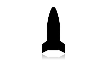 Rocket icon vector design. Black icon with reflection isolated on the white background