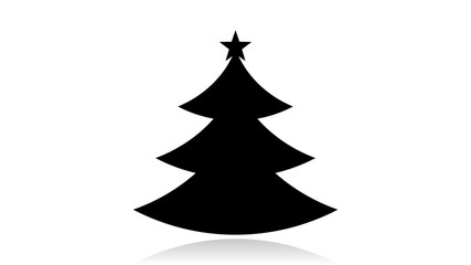 Christmas tree icon vector design. Black icon with reflection isolated on the white background