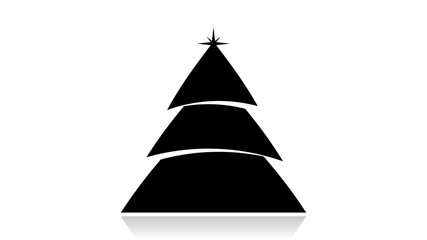 Christmas tree icon vector design. Black icon with reflection isolated on the white background