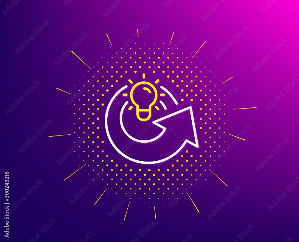 Poster share idea line icon. halftone pattern. light bulb or lamp sign. creativity, solution or thinking sy