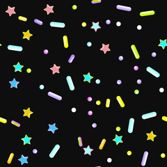 Sprinkle Cupcake Donut Topping. Seamless Pattern 