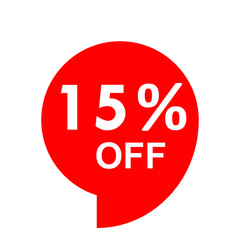 Sale - 15 percent off - red tag isolated - vector