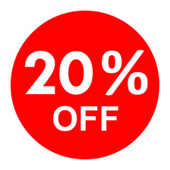Sale - 20 percent off - red tag isolated - vector