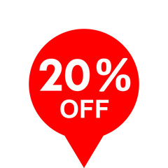 Sale - 20 percent off - red tag isolated - vector