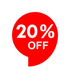 Sale - 20 percent off - red tag isolated - vector