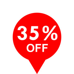 Sale - 35 percent off - red tag isolated - vector