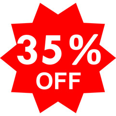 Sale - 35 percent off - red tag isolated - vector